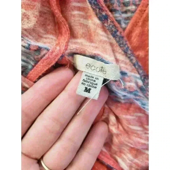 Ecote Top Women M Crop Open Flap Back Racerback Floral coral Loose Concert Top - Picture 2 of 4